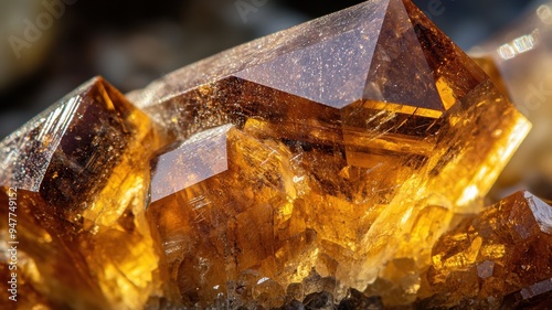 Close-up of an andalusite crystal showcasing natural color gradients. photo