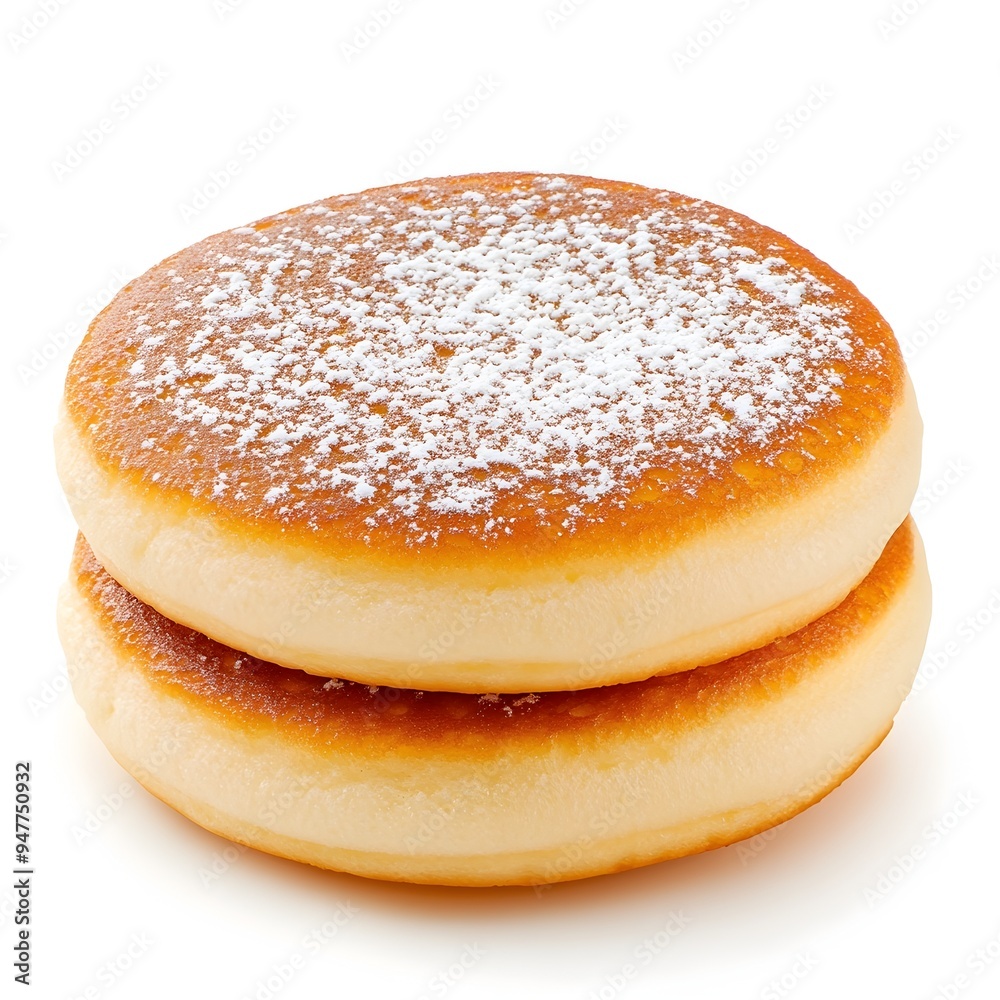Perfect Japanese Dessert Dorayaki Cakes Stacked on White Background Perfect Japanese Dessert Dorayaki Cakes Stacked on White Background