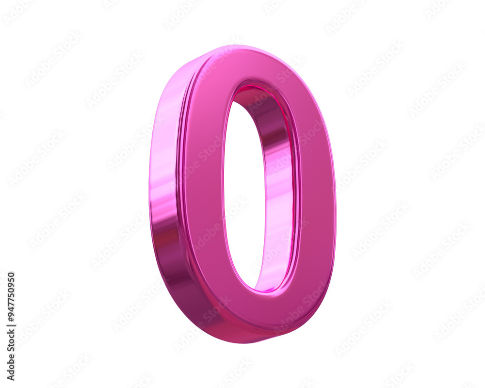 3d metallic pink number 0 3d metallic pink number 0