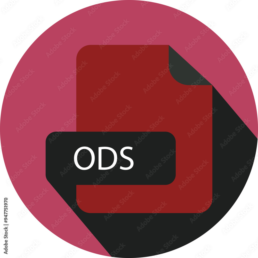ODS File extension icon with black shadow circular icon ODS File extension icon with black shadow circular icon