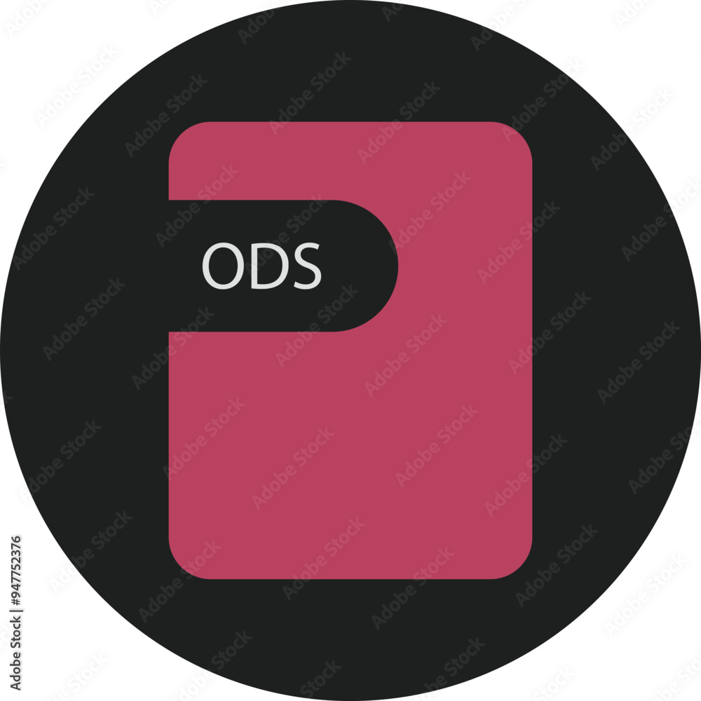 ODS File icon black shadow with rounded corners in circular shape ODS File icon black shadow with rounded corners in circular shape