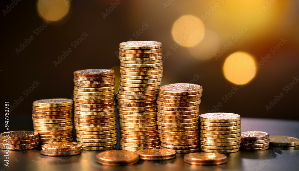 Close-up of a stack of golden coins Close-up of a stack of golden coins