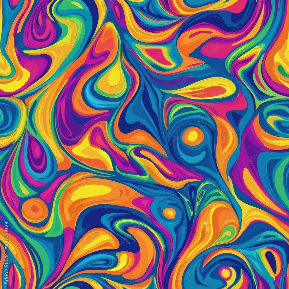 Seamless pattern of vibrant, swirling psychedelic colors Seamless pattern of vibrant, swirling psychedelic colors