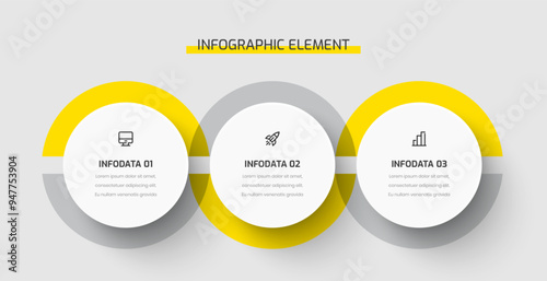 Business Infographic Template Presentation Circle Label with Yellow Color 3 Options and Icons