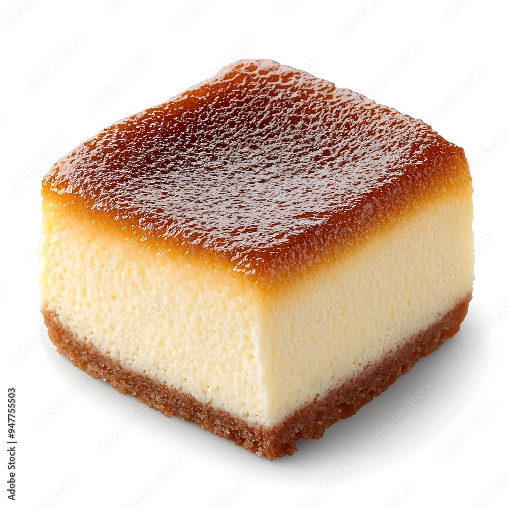 Macro Shot of a Perfect Japanese Castella Dessert on White Background Macro Shot of a Perfect Japanese Castella Dessert on White Background