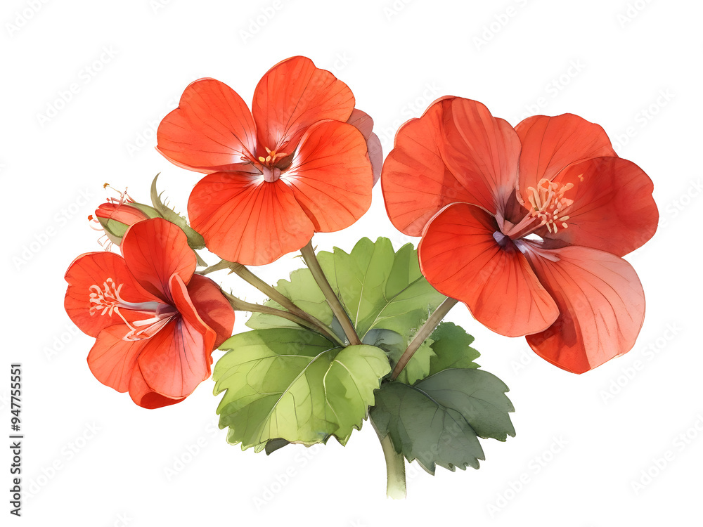 Geranium Watercolor Flower Plant Nature Art Geranium Watercolor Flower Plant Nature Art