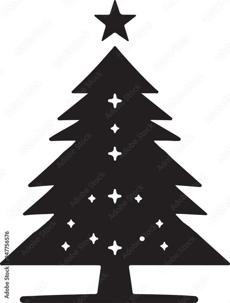 Silhouette vector Christmas tree