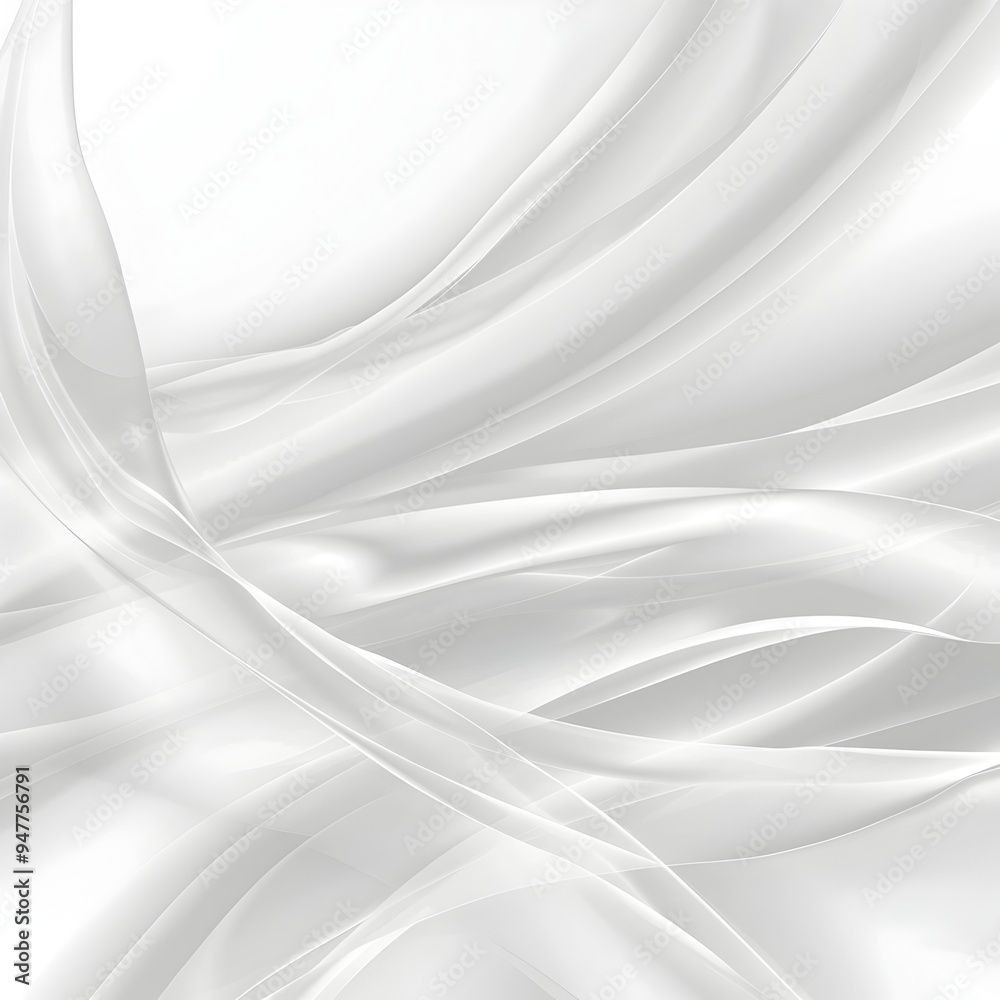 Elegant Silky White Waves of Smooth Flowing Abstraction on Minimalist Background Elegant Silky White Waves of Smooth Flowing Abstraction on Minimalist Background