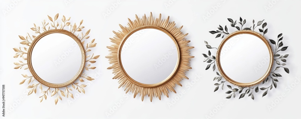 a Boho-style mirror featuring a decorative frame with a sunburst pattern. a Boho-style mirror featuring a decorative frame with a sunburst pattern.