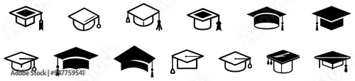 Graduation hats icon set.eps