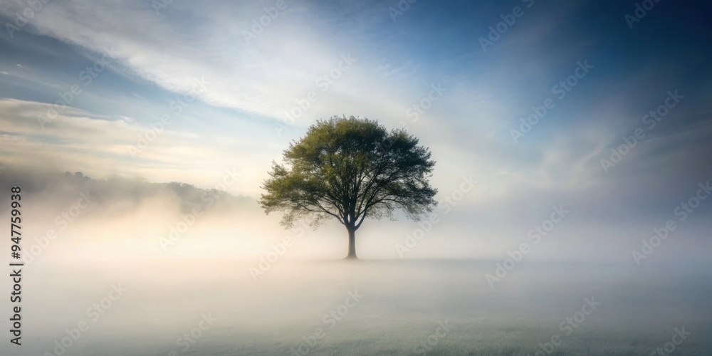 Lonely tree standing in a thick fog , mist, eerie, spooky, mysterious, nature, weather, foggy, atmosphere, gloomy, isolated Lonely tree standing in a thick fog , mist, eerie, spooky, mysterious, nature, weather, foggy, atmosphere, gloomy, isolated