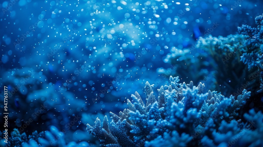 A beautiful blue ocean with a lot of snow falling on the water A beautiful blue ocean with a lot of snow falling on the water