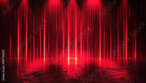 Red Neon Lights Reflecting On Wet Surface