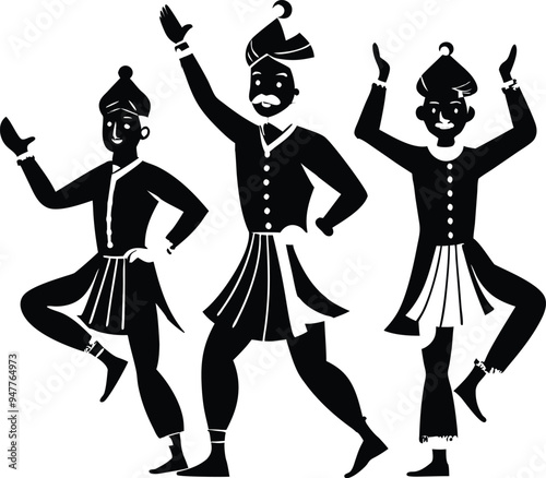 Heritage Dance Dark Silhouette Shapes Vector Set