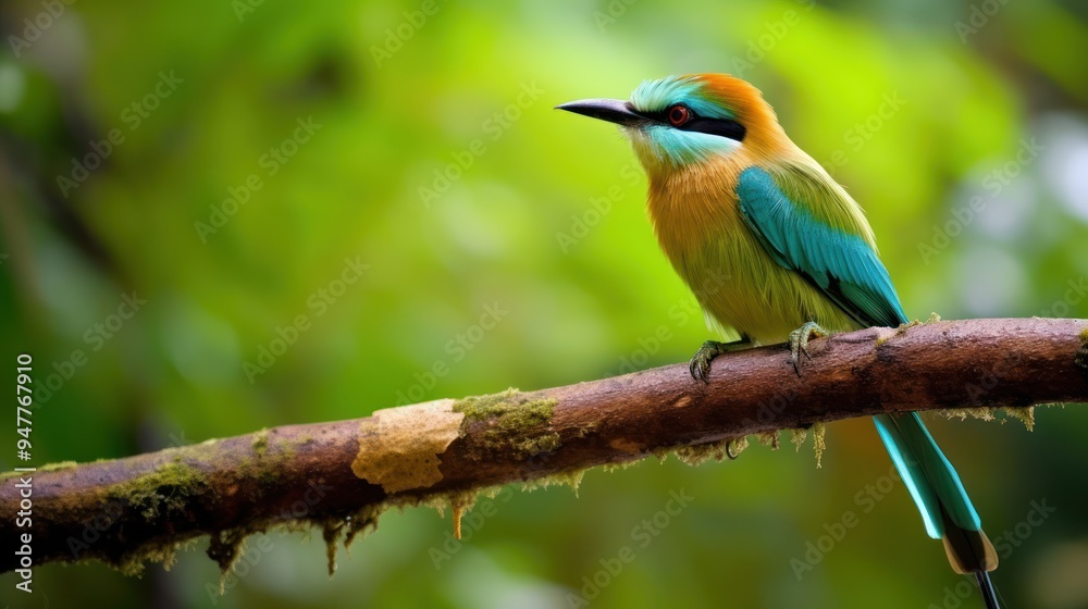 A Vibrant Motmot Perched on a Branch