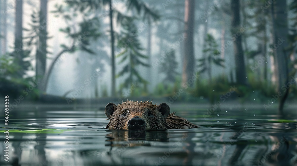 Bear in a Misty Forest Bear in a Misty Forest