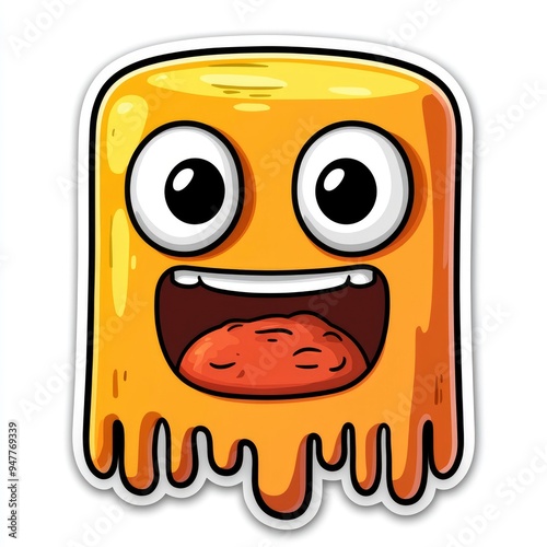 Happy Yellow Dripping Cartoon Monster photo