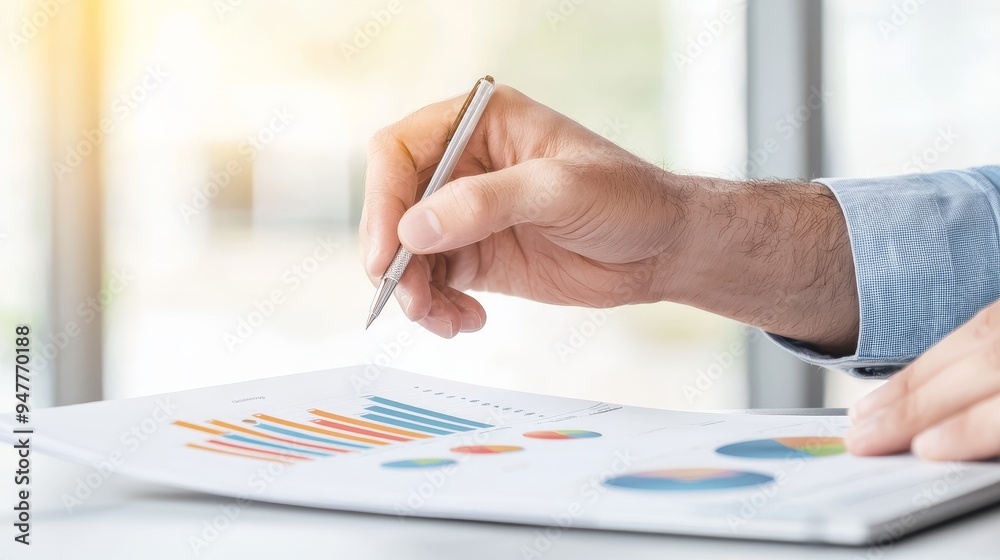 Professional person analyzing graphs, minimalist background, clear focus on data, Watercolor style Professional person analyzing graphs, minimalist background, clear focus on data, Watercolor style