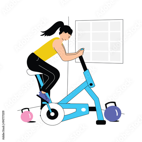 Flat illustration of cycling exercise in modern style