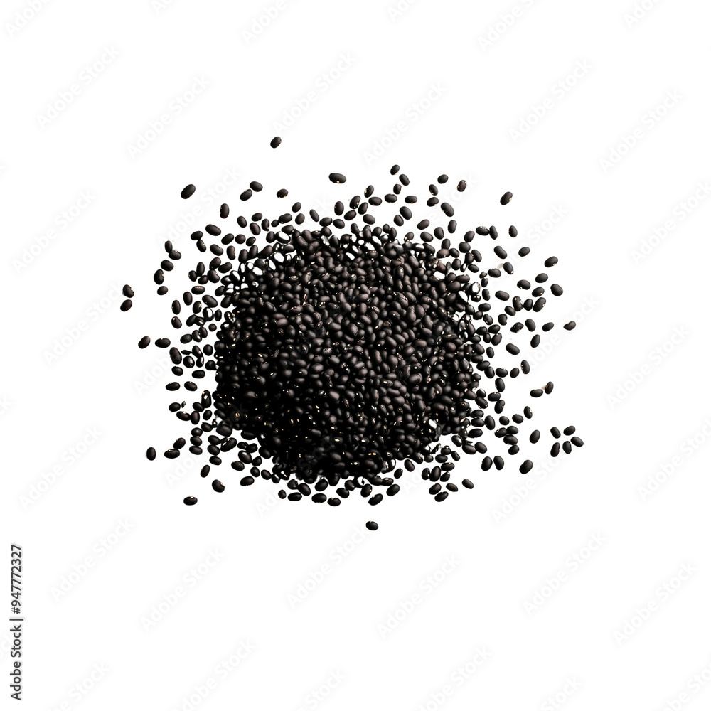 Black Beans Scattered on Black Background Black Beans Scattered on Black Background