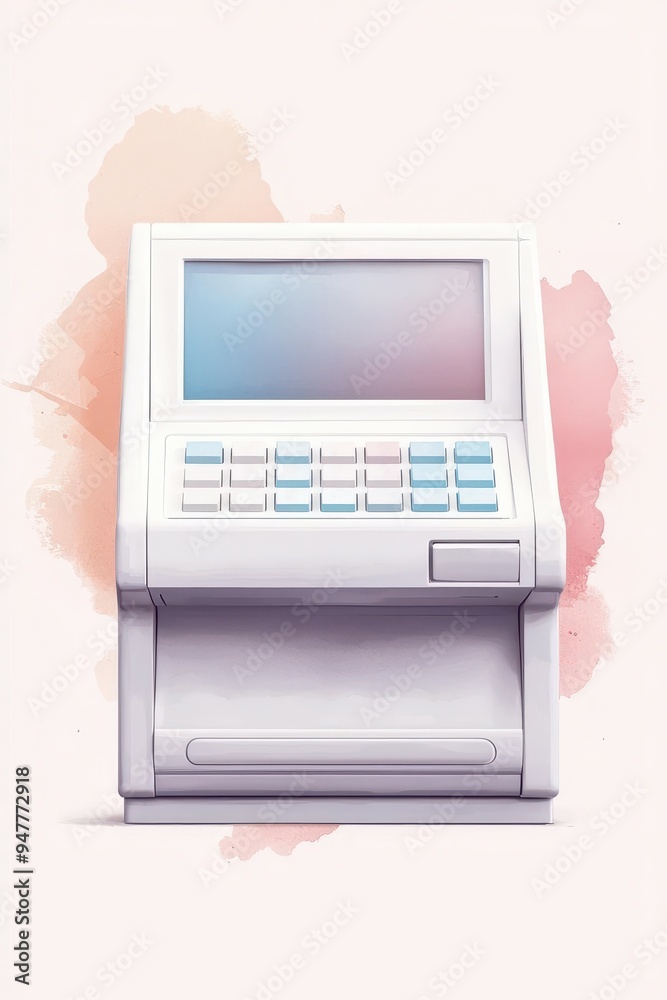 Cash register flat design side view Black Friday theme watercolor Split-complementary color scheme Cash register flat design side view Black Friday theme watercolor Split-complementary color scheme