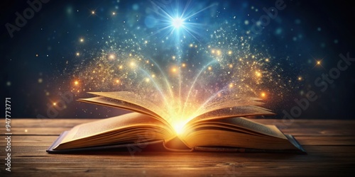 Magic book glowing with mystical light, magic, book, glowing, mystical, light, fantasy, wonder, enchanting photo