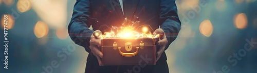 Businessman Holding Glowing...