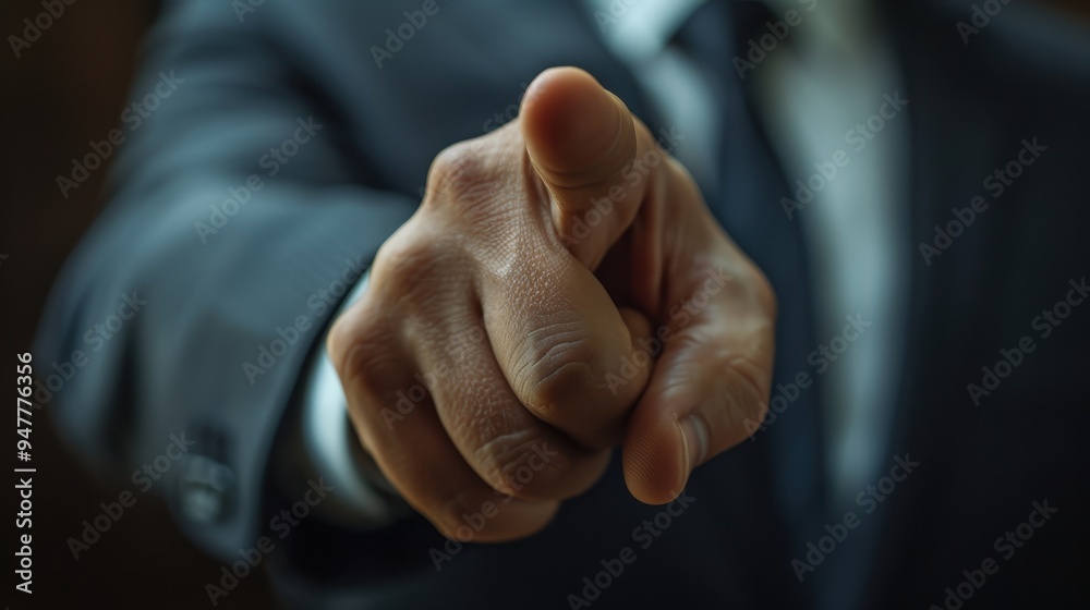 The Accusation: A businessman in a sharp suit points directly at the viewer, creating a powerful image of accountability, confrontation, or recruitment. The Accusation: A businessman in a sharp suit points directly at the viewer, creating a powerful image of accountability, confrontation, or recruitment.