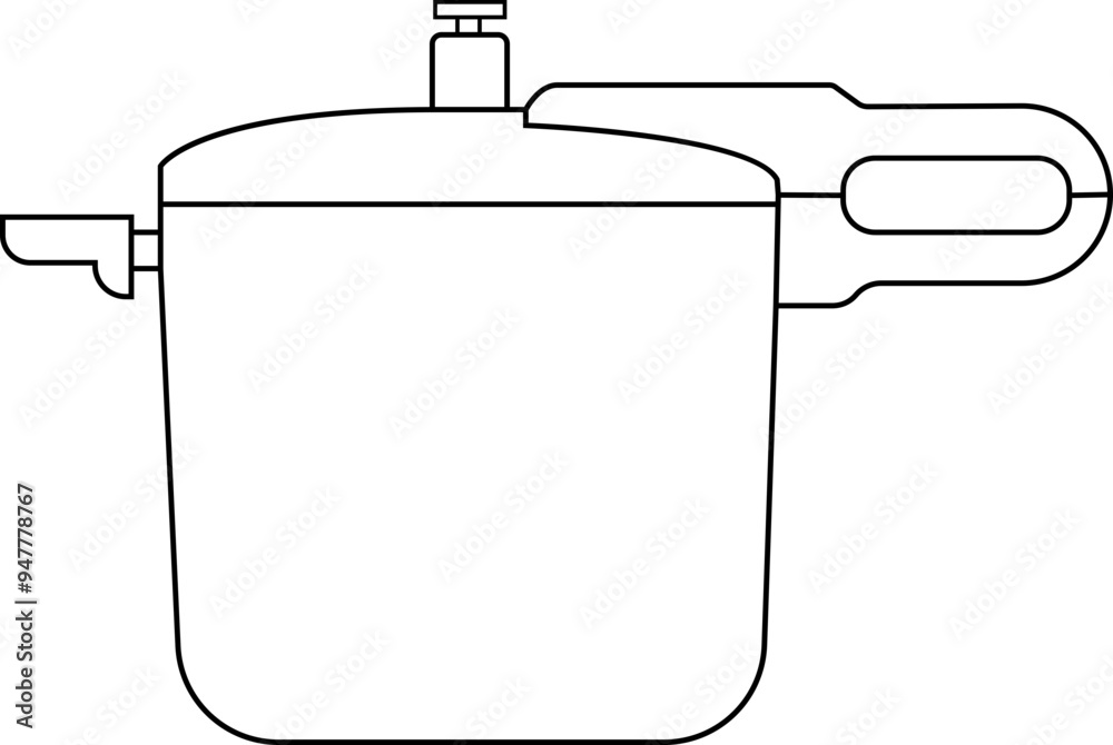 Fototapeta premium Pressure cooker icon in thin line art.