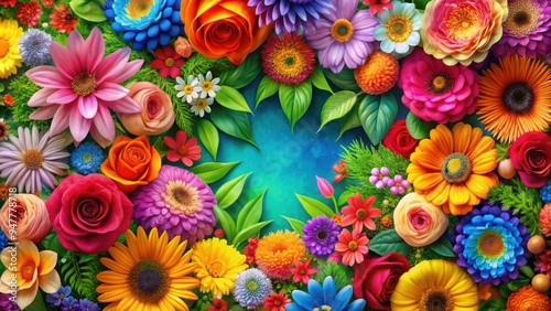 Vibrant and colorful floral background, flowers, vibrant, colorful, garden, spring, summertime, petals, blossoms