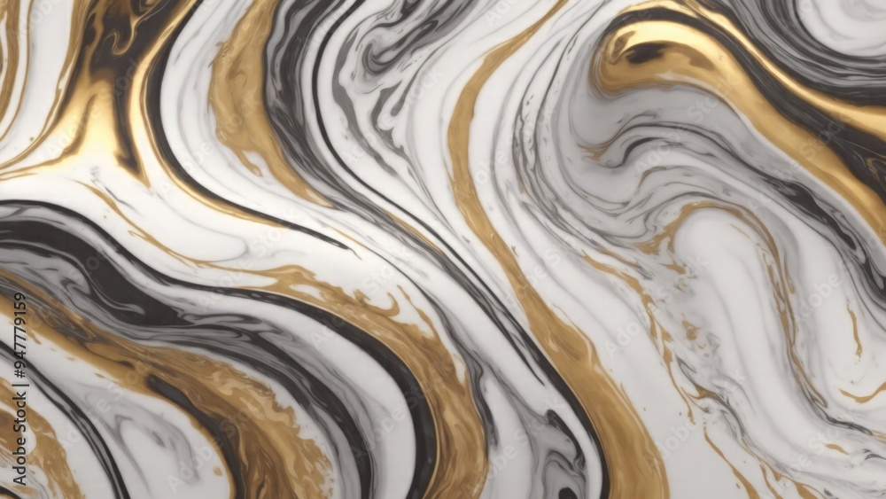 Gray Gold fluid art marbling paint textured background