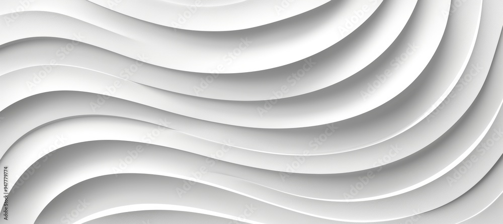 Fototapeta premium Abstract white background with smooth wavy lines, 3D rendering. Minimalistic design, fluid shapes.