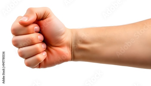 A clenched fist isolated on a white background