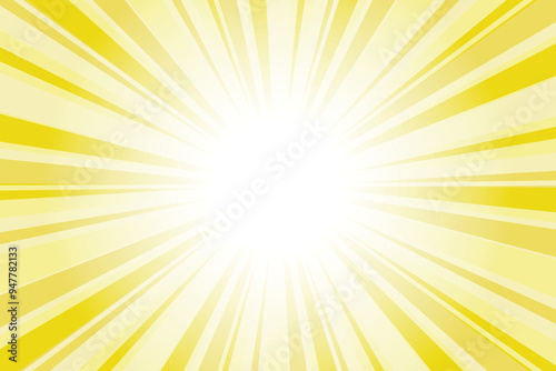 Abstract yellow sun rays background. Flax yellow sunburst background with glowing light rays. Bright rays background for summer themes, energy concepts and vibrant designs.
