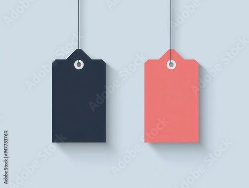 Two stylish price tags in contrasting colors, ideal for showcasing products, promotions, or gift items in a minimalist design.