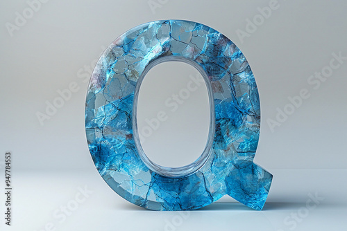 The letter Q formed from translucent frosted glass photo