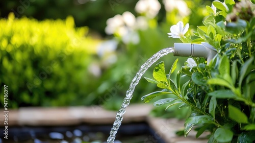 Smart irrigation system conserving water in a sustainable garden