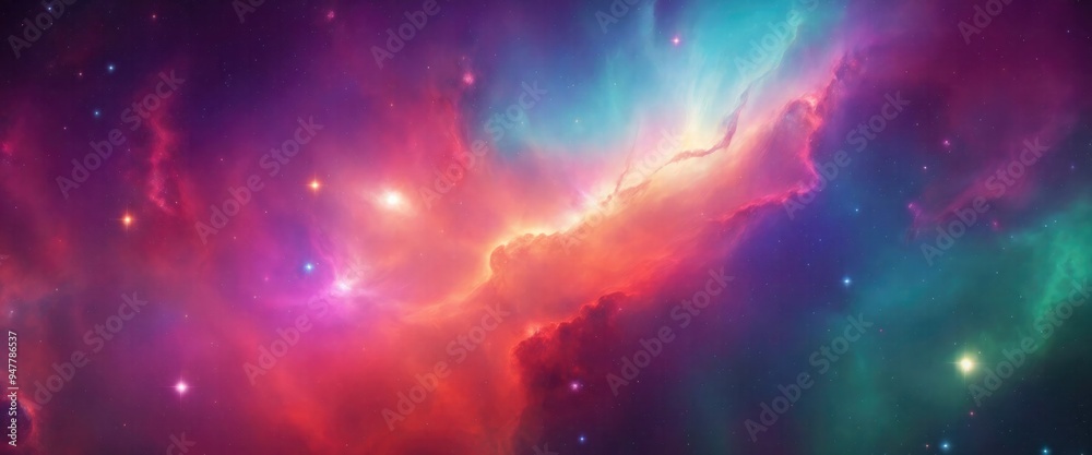 Fototapeta premium The Captivating cosmic spectacle of vibrant nebula colors in deep space background