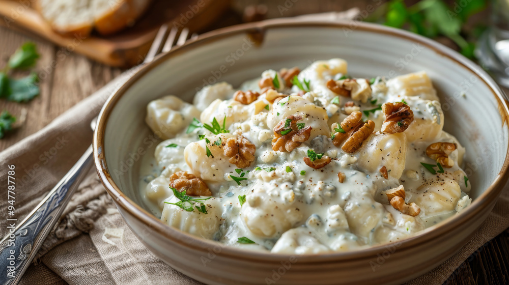 Potato gnocchi with creamy Gorgonzola sauce, toasted walnuts, and fresh parsley Potato gnocchi with creamy Gorgonzola sauce, toasted walnuts, and fresh parsley