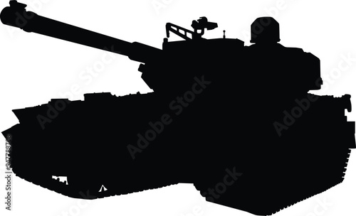 Military tank high detailed silhouette illustration isolated on white