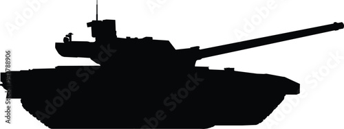 Military tank high detailed silhouette illustration isolated on white