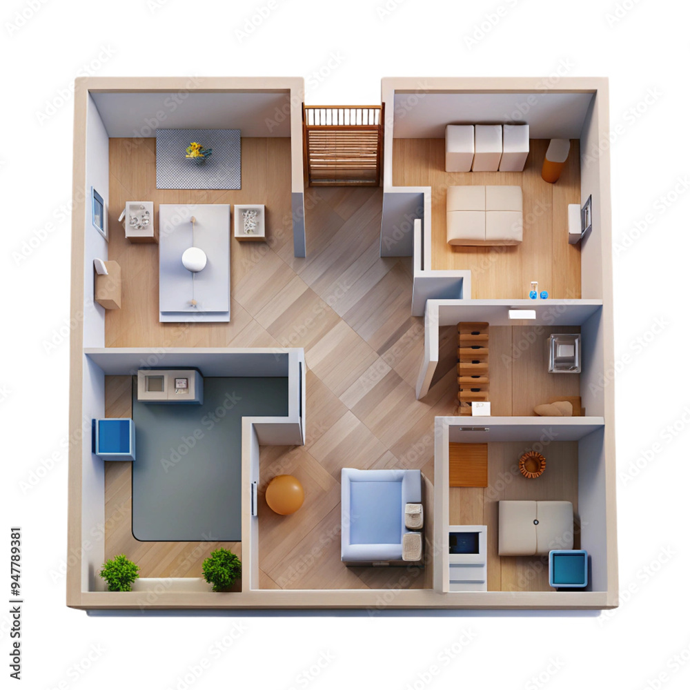 Apartment Interior Floor Plan - Top-Down View for Design and Planning Apartment Interior Floor Plan - Top-Down View for Design and Planning
