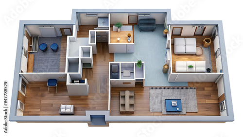 Apartment Interior Floor Plan - Top-Down View for Design and Planning