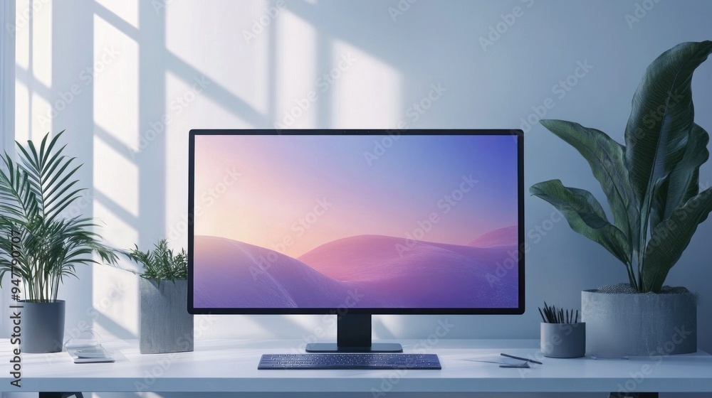 Fototapeta premium Modern Desktop Setup with a Minimalist Aesthetic