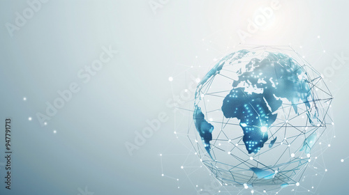 Global Connectivity Technology Network Graphic with Blue Gradient Background
