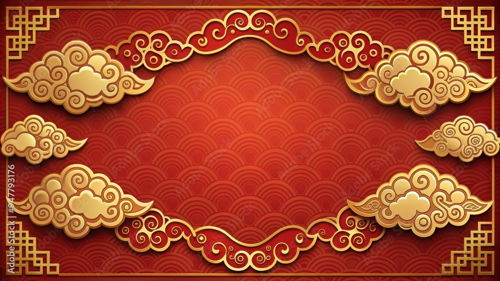 Traditional Chinese-style decorative cloud design, Chinese, cloud, ornate, decorative, pattern, traditional, background Traditional Chinese-style decorative cloud design, Chinese, cloud, ornate, decorative, pattern, traditional, background