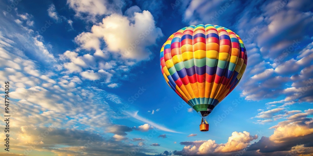 Fototapeta premium Colorful balloon floating in the sky, balloon, colorful, sky, flying, freedom, joy, happiness, celebration, party, helium