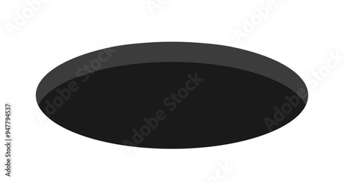 Black round hole. Golf hole symbol. Isometric style. Vector isolated on white