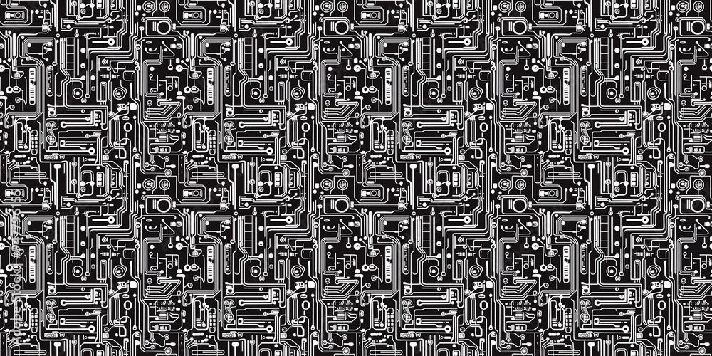 Seamless tech pattern with a high-tech, futuristic design. seamless background pattern Seamless tech pattern with a high-tech, futuristic design. seamless background pattern