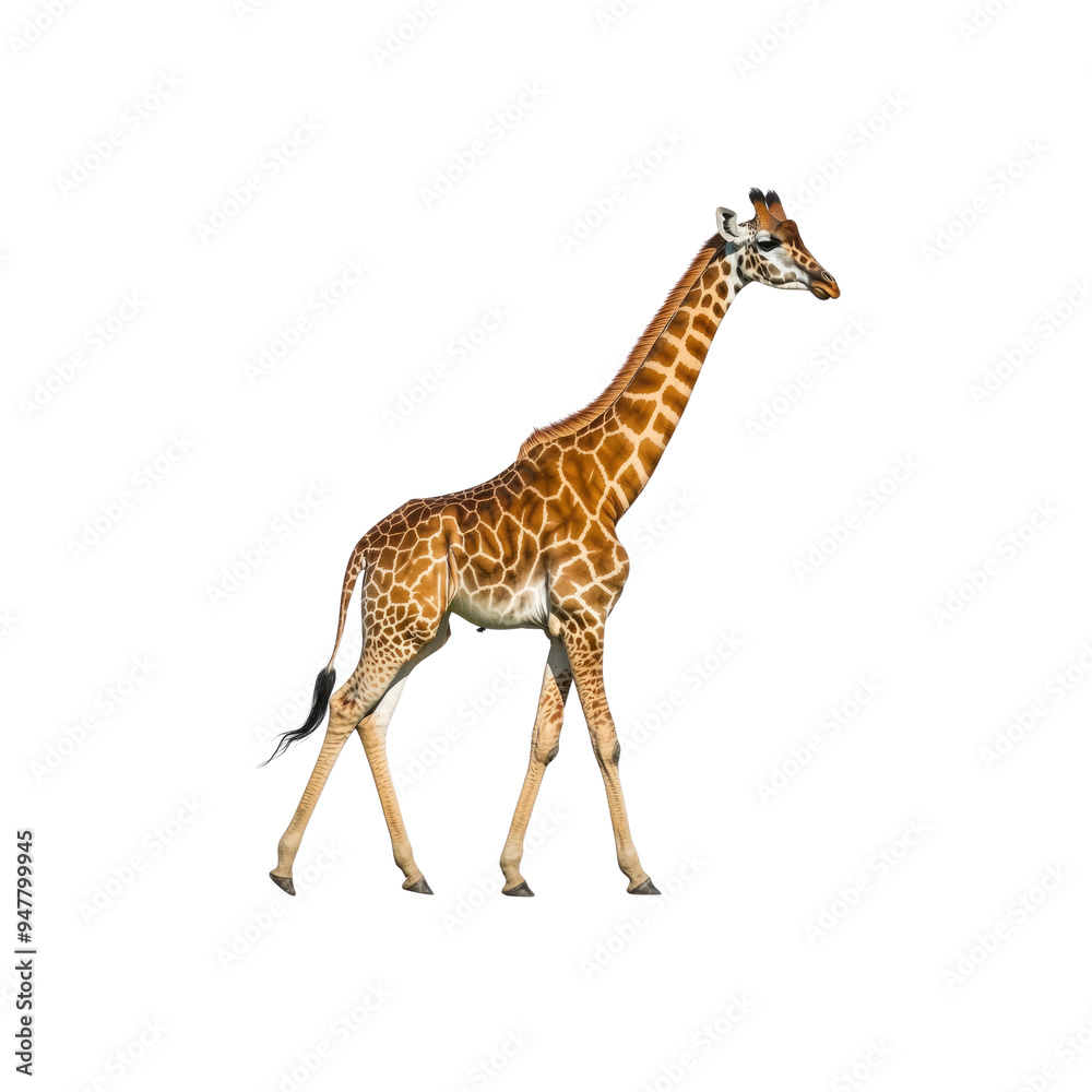 Obraz premium Giraffe Walking on Black Background